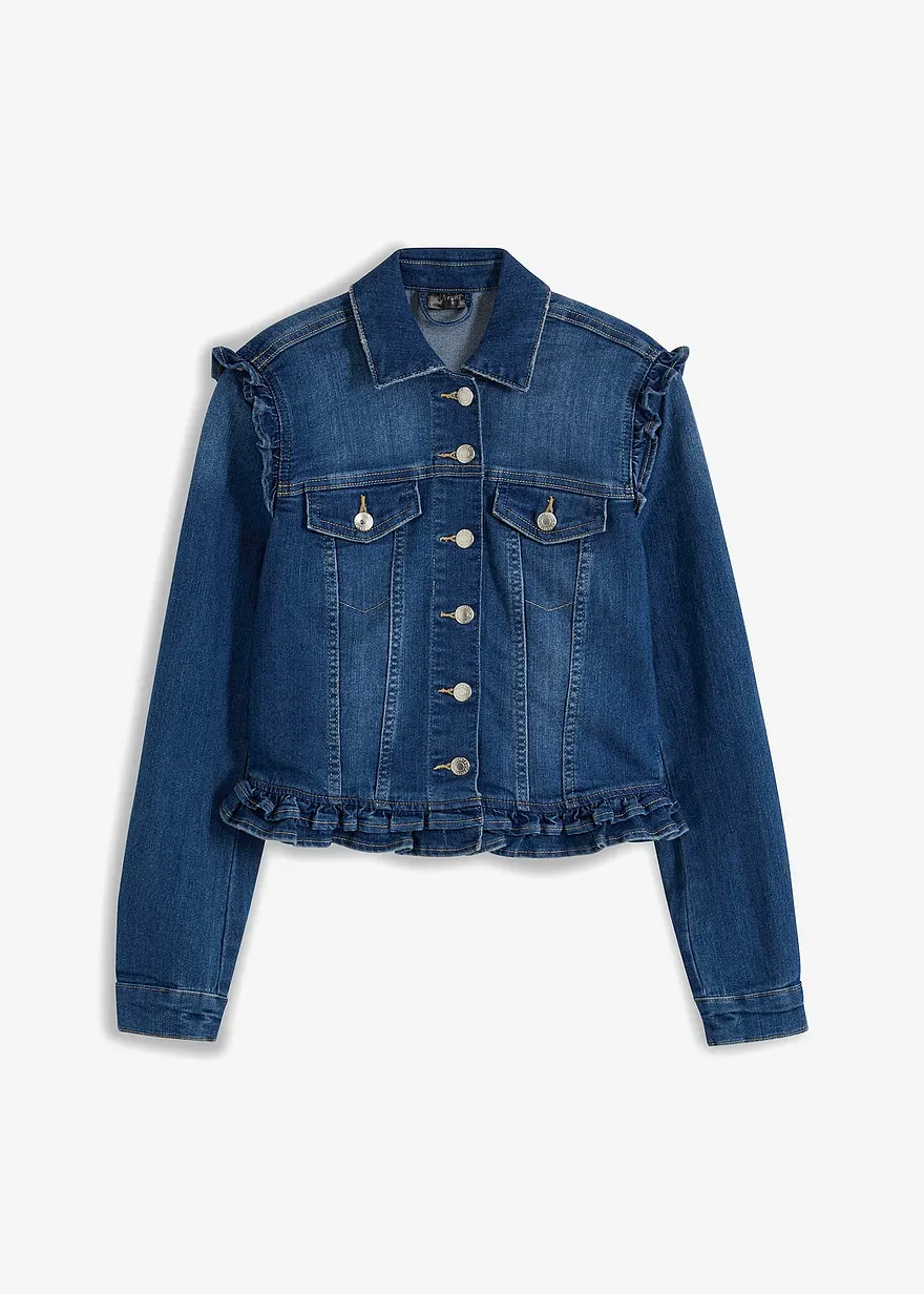 Jeansjacke mit Volants