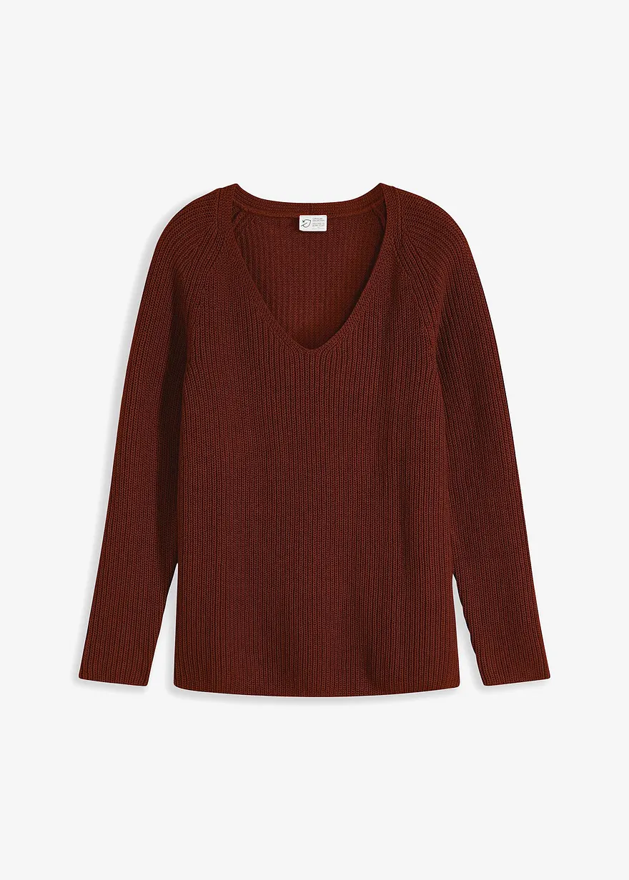 Gerippter Pullover aus reiner Baumwolle