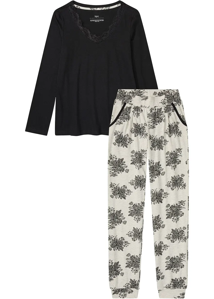 Pyjama mit Spitze und Eingriffstaschen mit Bio-Baumwolle
