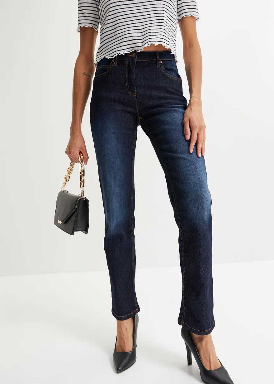 Straight Jeans Mid Waist, Stretch