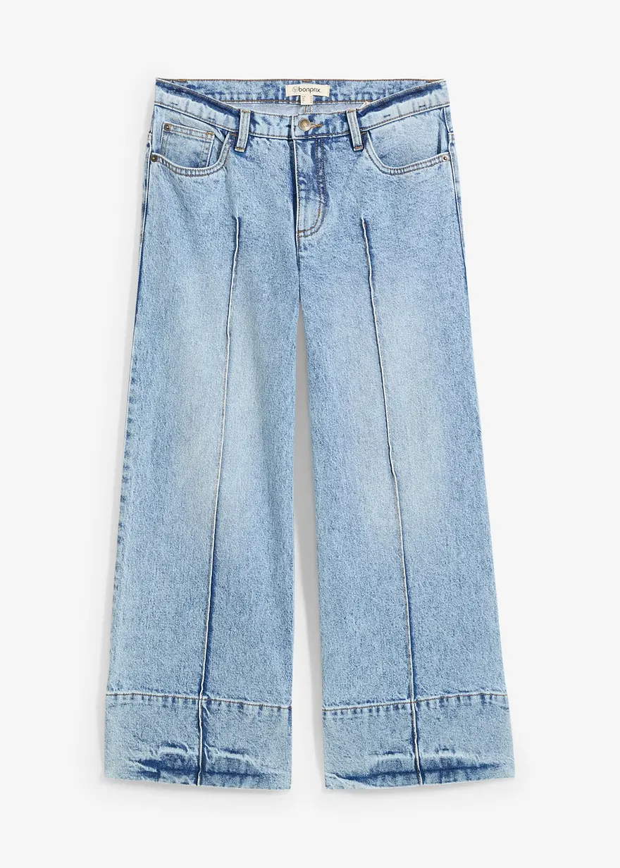 Wide Leg Jeans Mid Waist, cropped