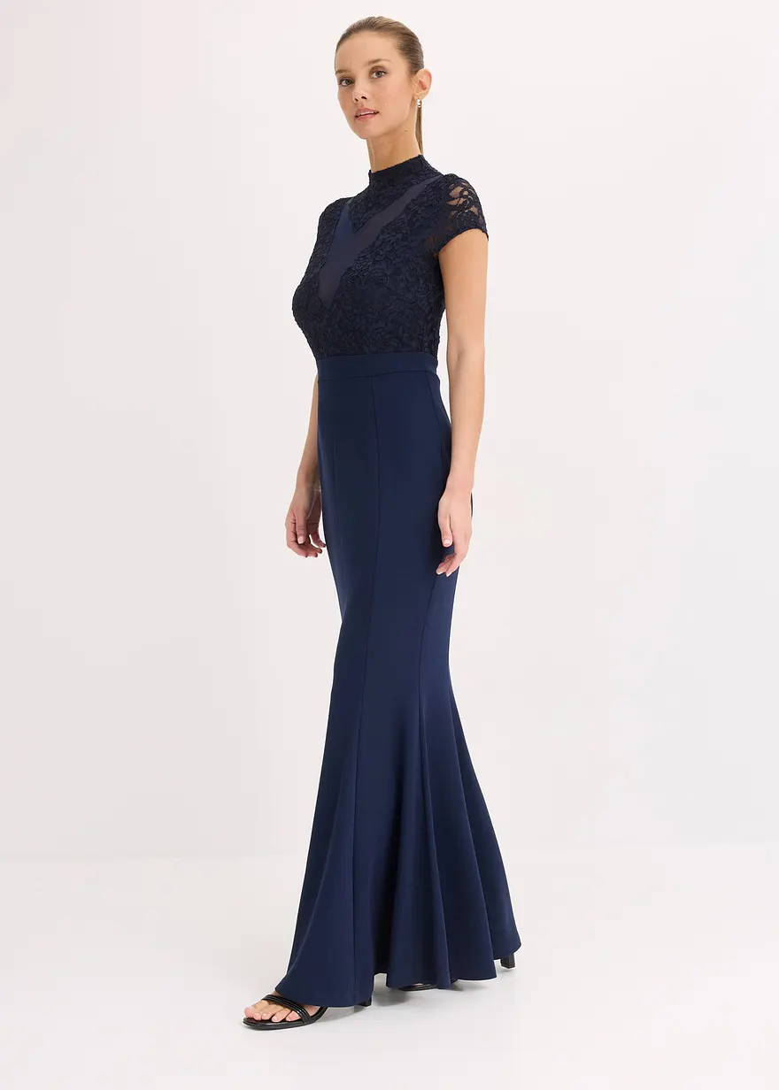Maxikleid mit Spitze und Mesh