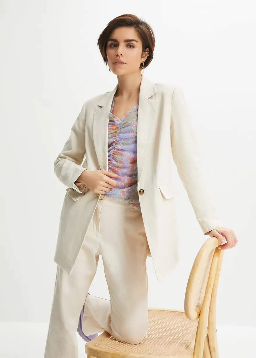 Longblazer mit Knopfdetail am Ärmel