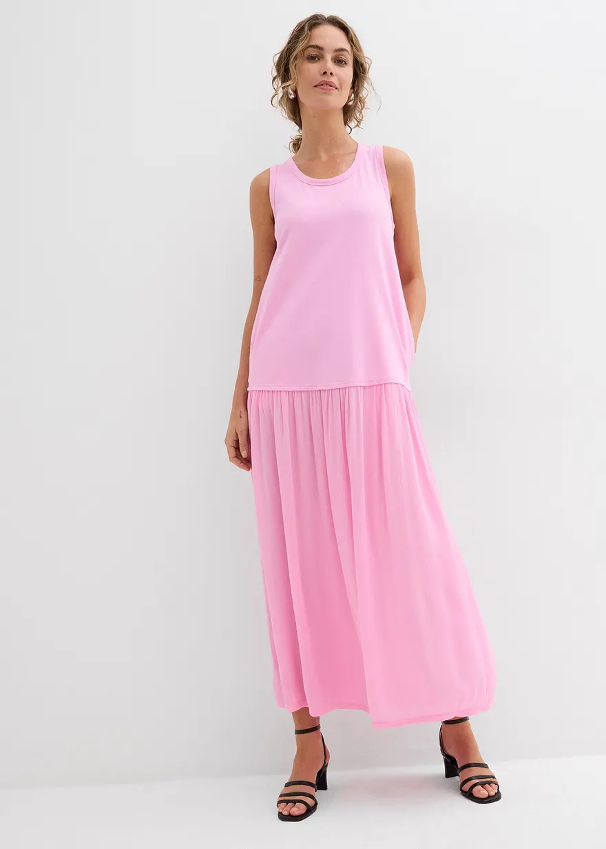 Maxikleid mit Materialmix
