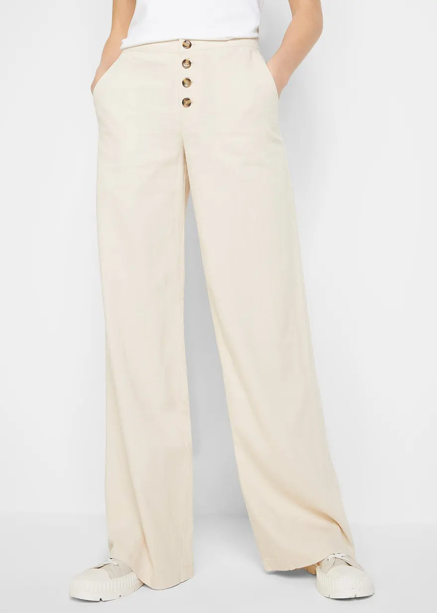 Palazzo-Hose mit Leinen mit extra langem Bein
