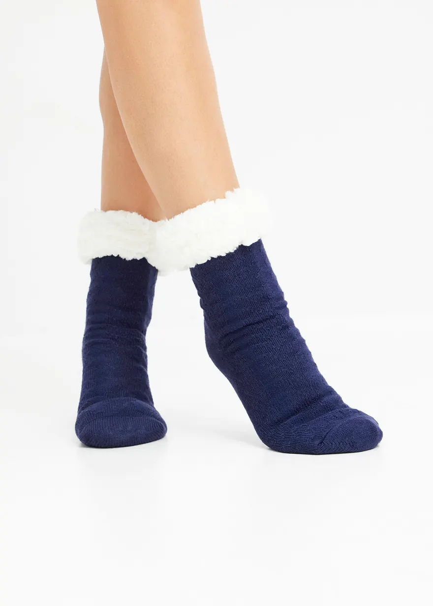Haussocken mit Teddyfutter mit recyceltem Polyester (2er Pack)