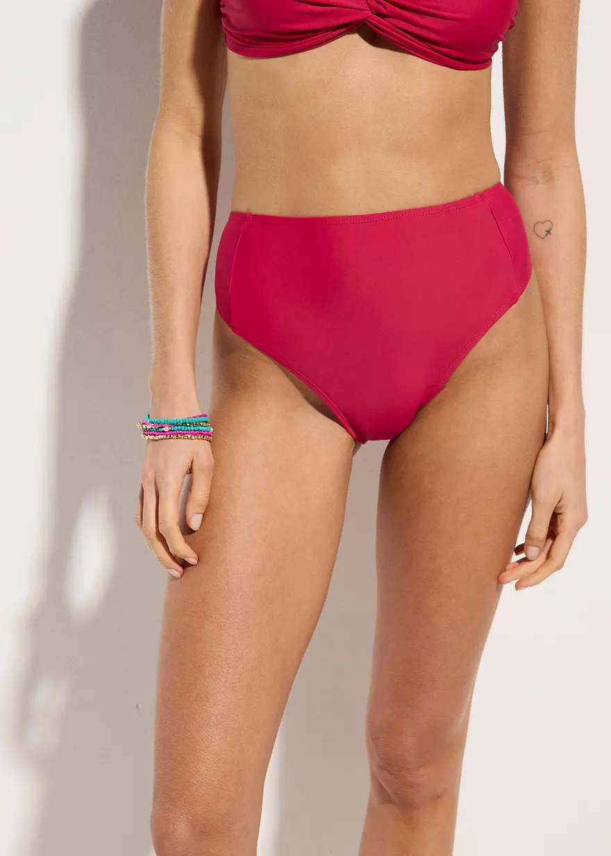 Highwaist-Bikinihose mit hohem Beinausschnitt