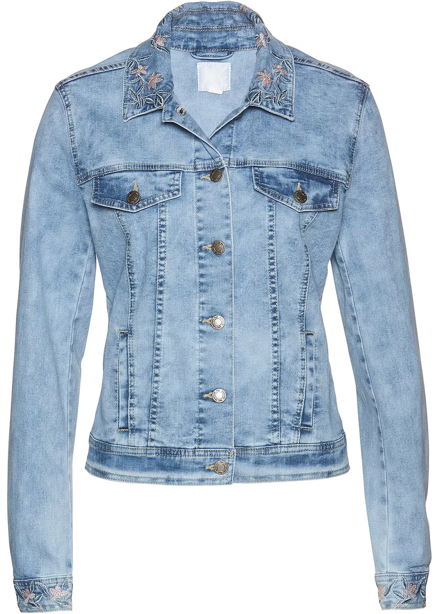 Jeansjacke mit Stickerei