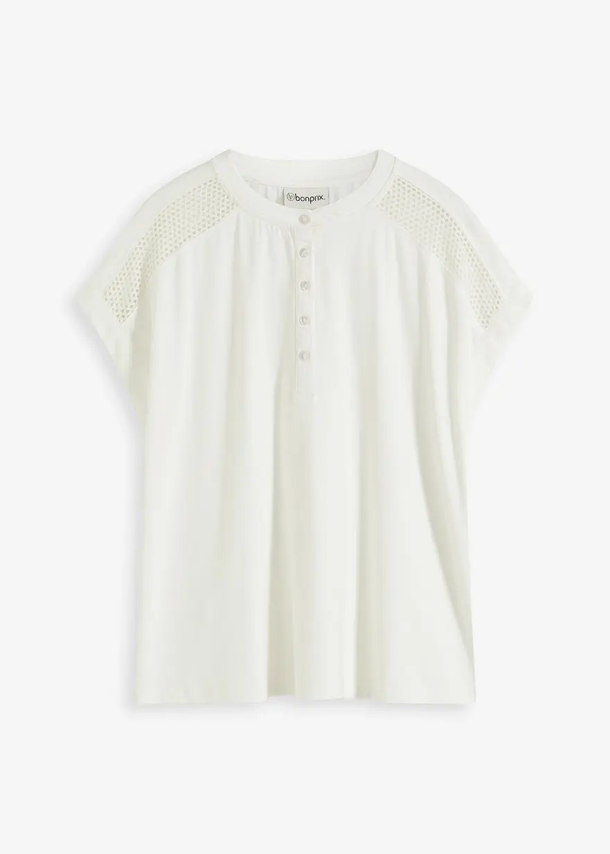 Viskose Shirt mit Spitzeneinsatz