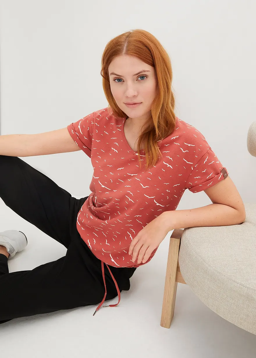 Bedrucktes T-Shirt mit Bindeband