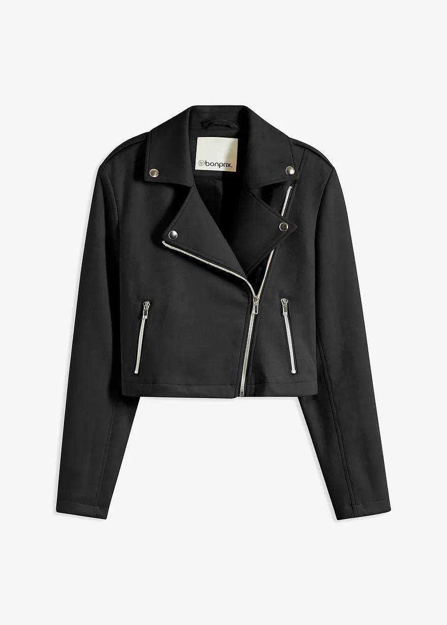Cropped wildlederimitat Jacke