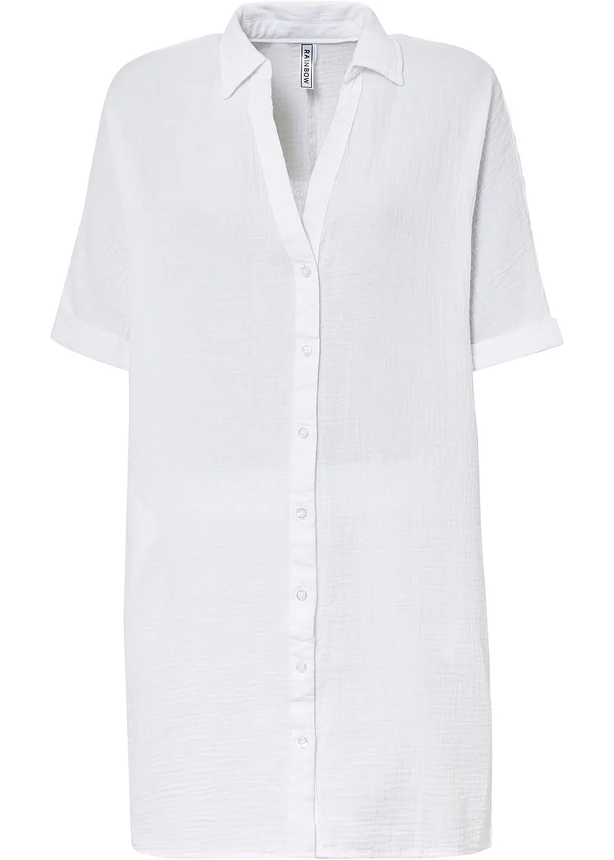 Oversize-Longbluse aus Baumwoll-Musselin