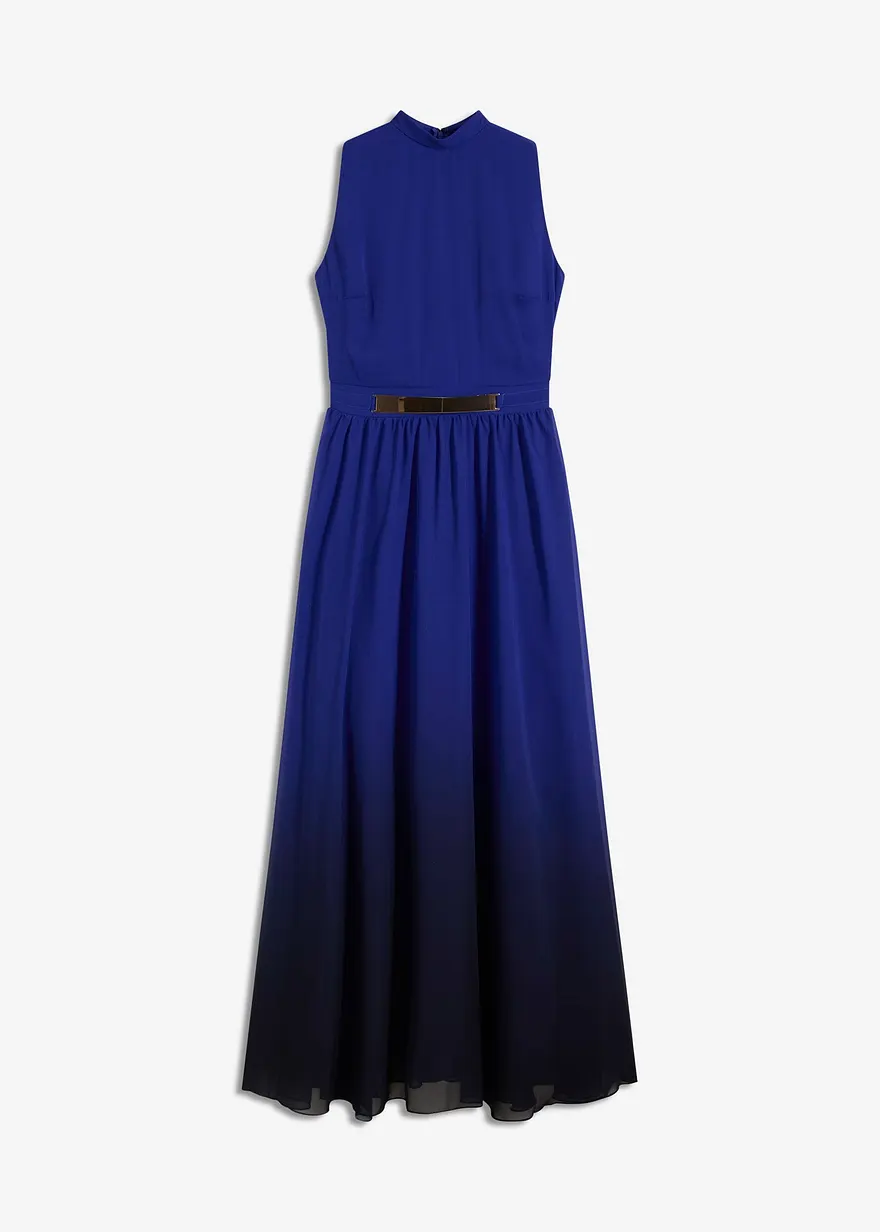 Chiffonkleid mit Kragen und Taillen-Einsatz