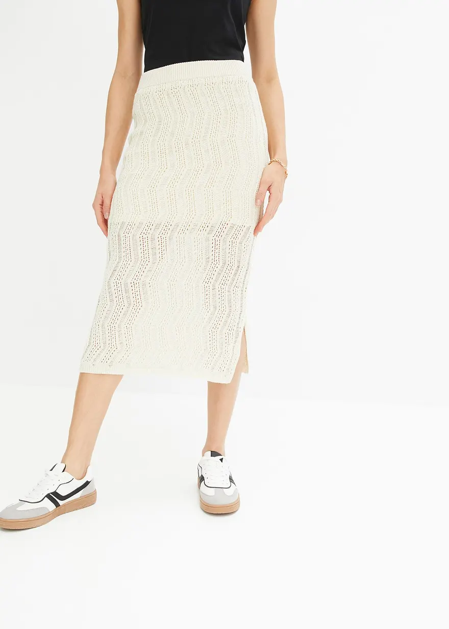 Midirock mit Lochstrickmuster