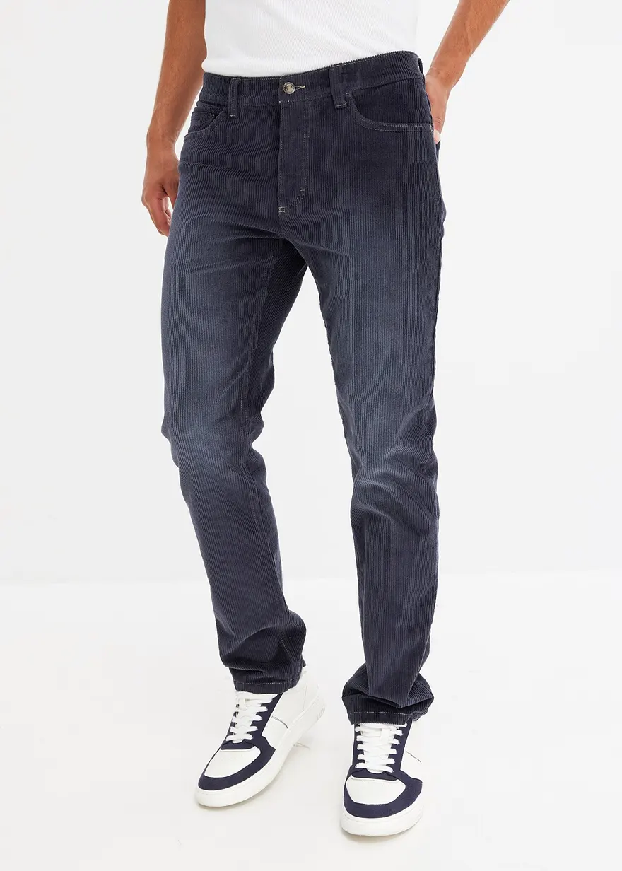 Regular Fit Stretch-Cordhose in gewaschener Optik, Straight