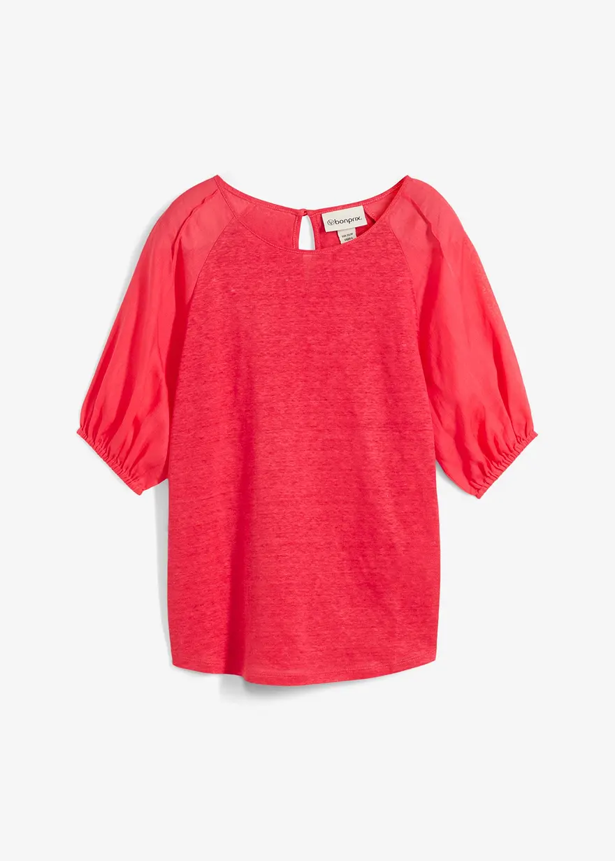 Leinen-Shirt mit Ballonärmeln