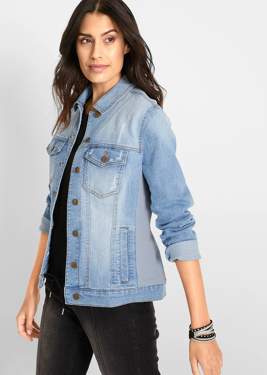 Jeansjacke mit seitlichem Rippeinsatz