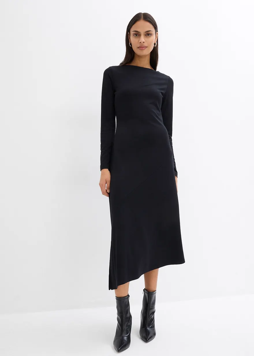 Asymmetrisches Jerseykleid aus Viskose-Mix
