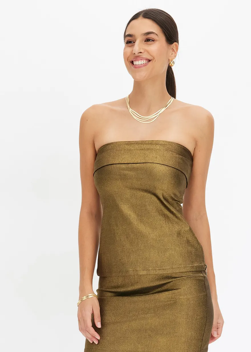 Bandeau-Top mit metallischem Foilprint