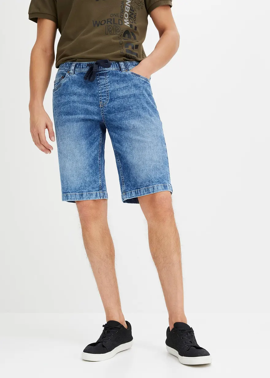 Leichte Stretch-Jeans-Schlupf-Bermuda, Slim Fit