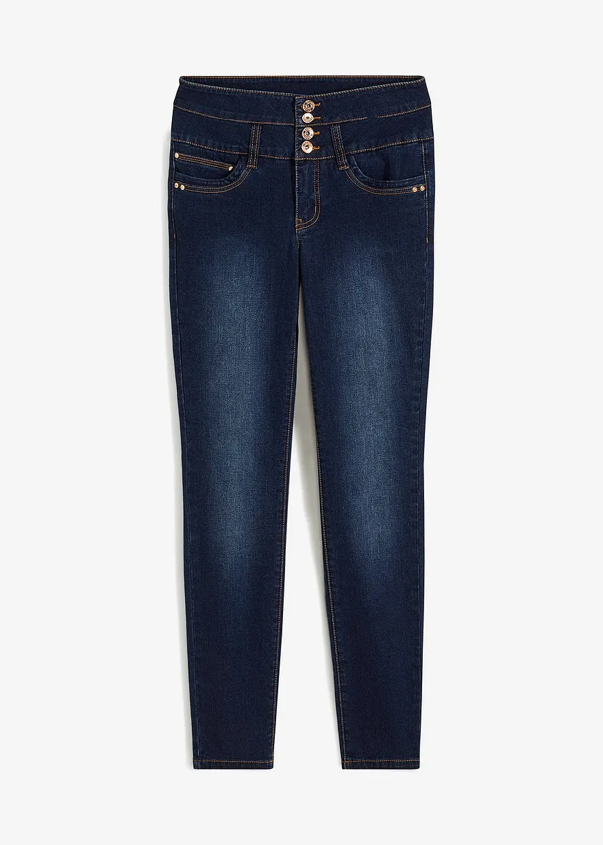 High Waist Skinny-Jeans mit langer Knopfleiste