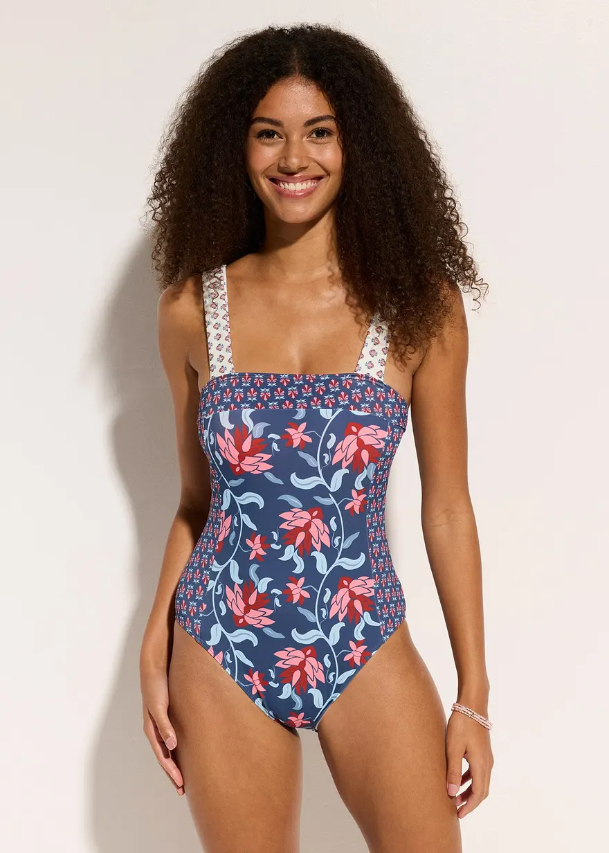 Bandeau-Badeanzug mit breiten Trägern