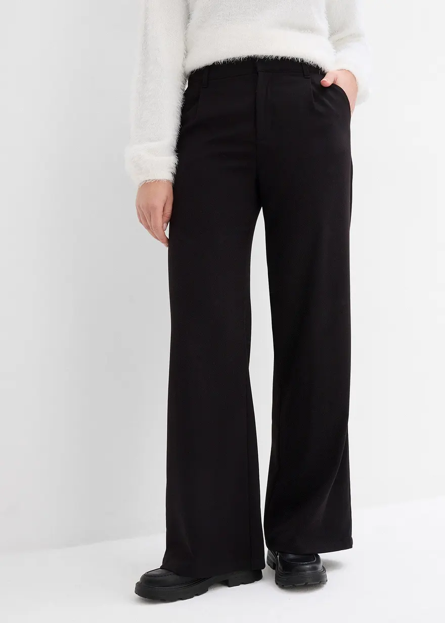 Weite Bundfaltenhose aus Viskosemix