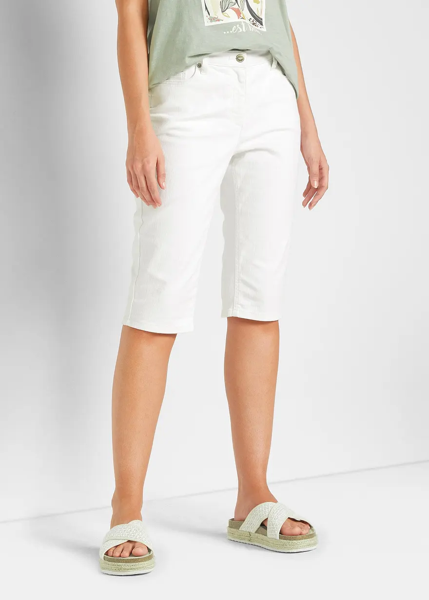 Jeans Bermuda Mid Waist mit gekrempeltem Saum