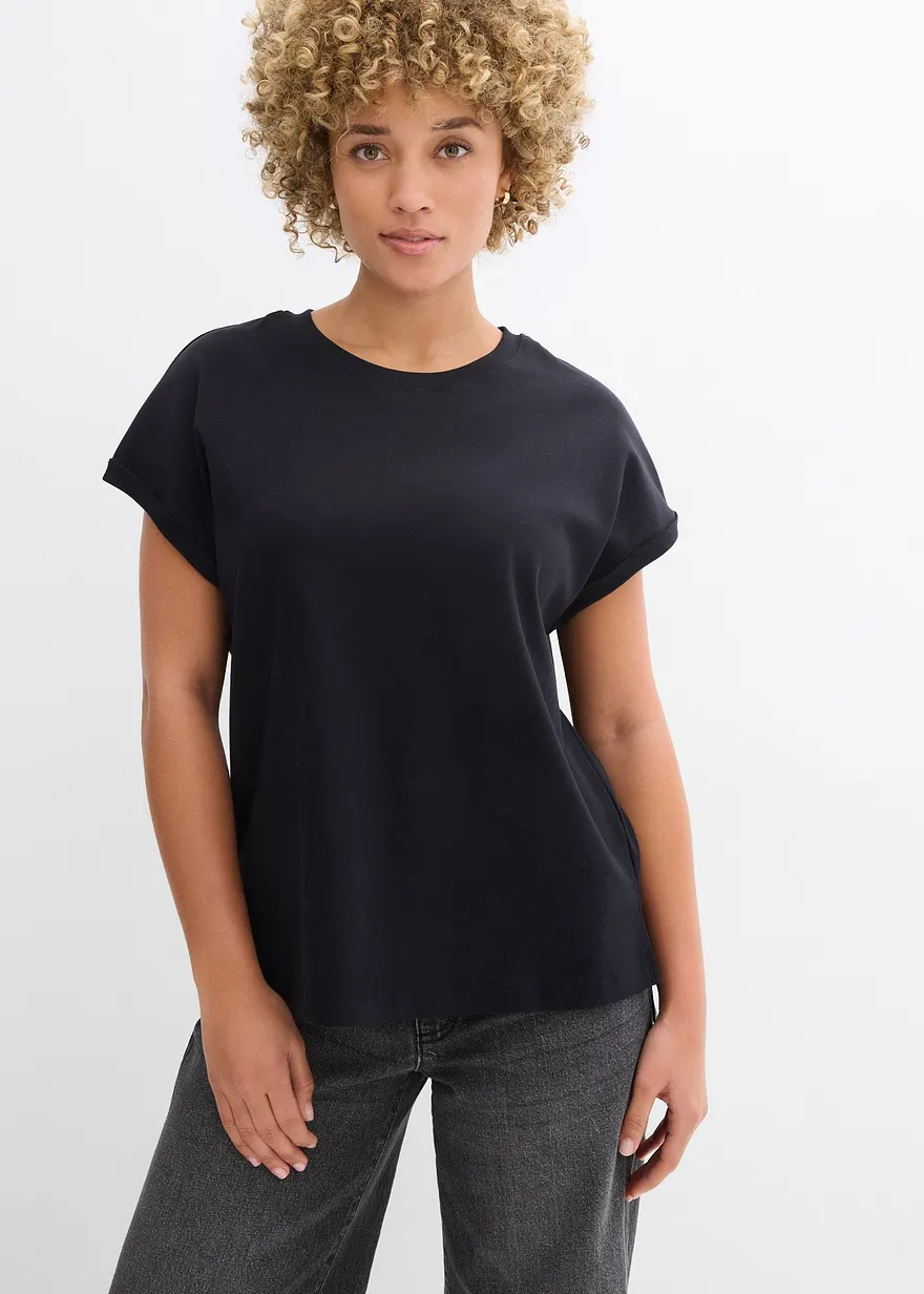 Vokuhila-Shirt aus schwerem Baumwoll-Jersey