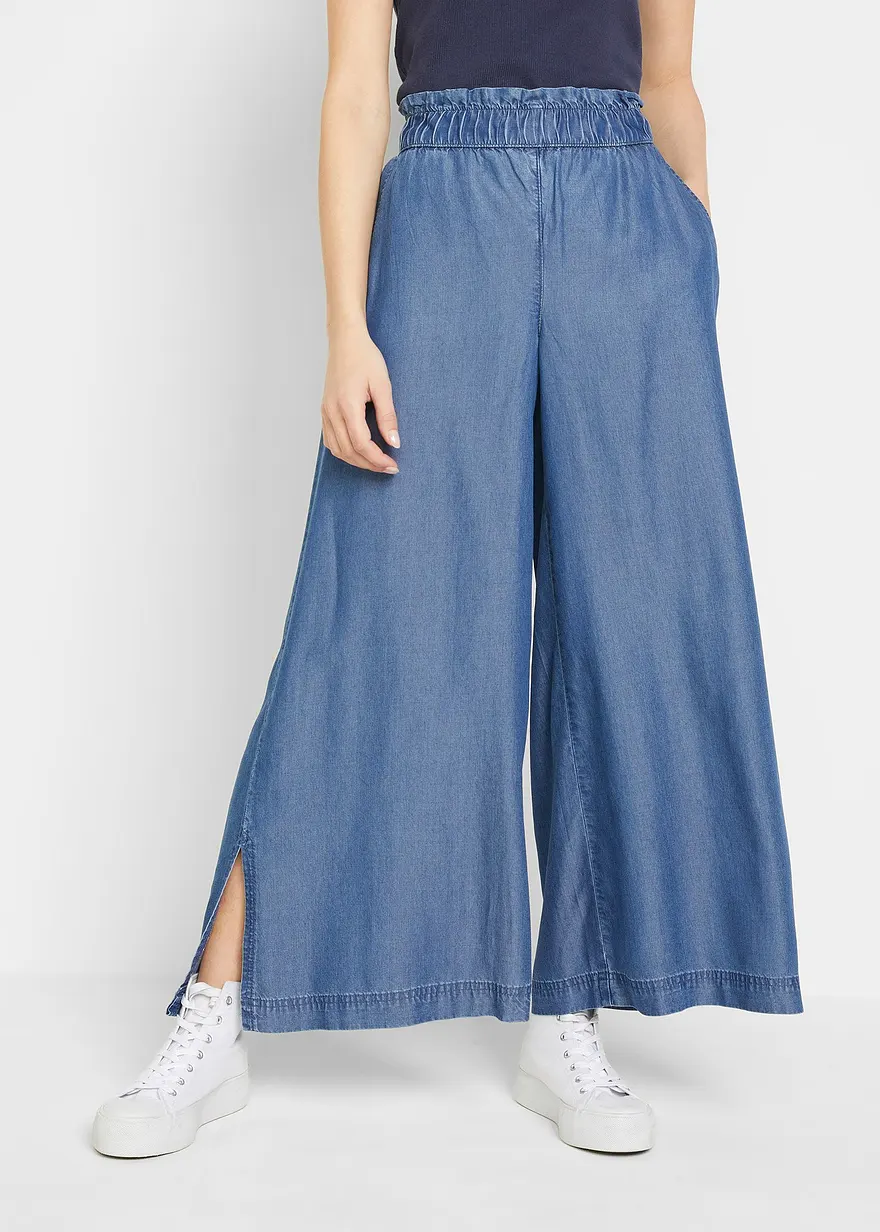 Palazzo-Hose mit Seitenschlitz, 7/8 Länge