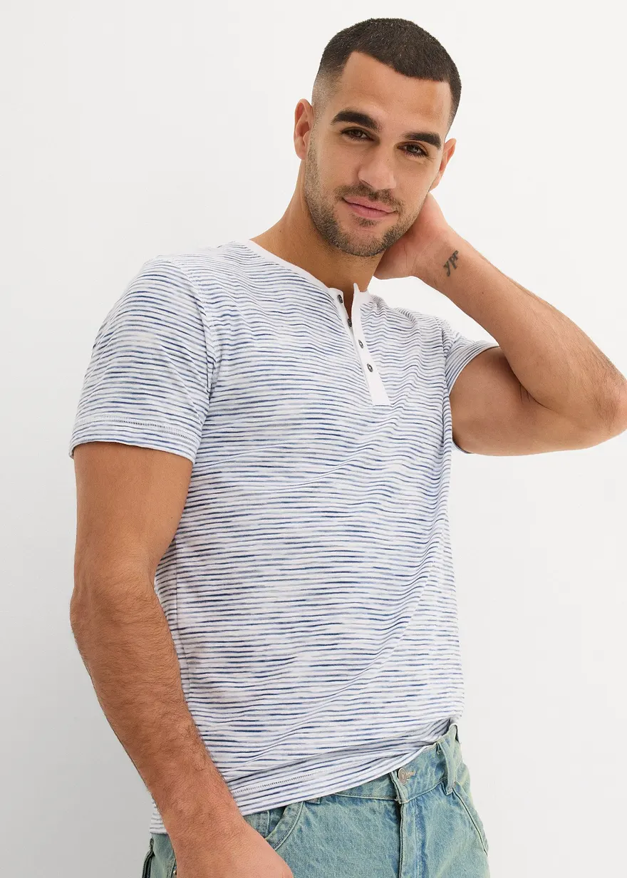 Henleyshirt, aus reiner Baumwolle, Kurzarm