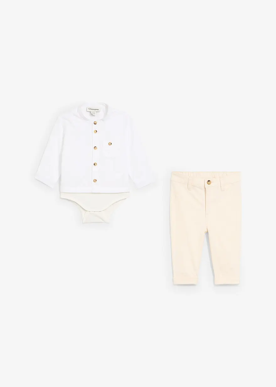 Body-Hemd und Chinohose aus reiner Baumwolle (2-tlg.Set)