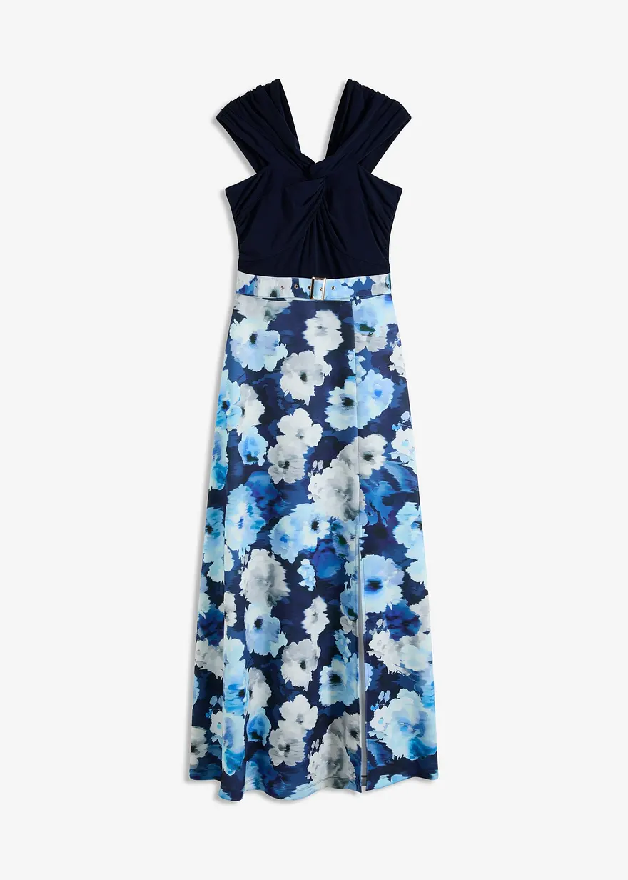 Carmen-Kleid mit Drapierung und Gürtel