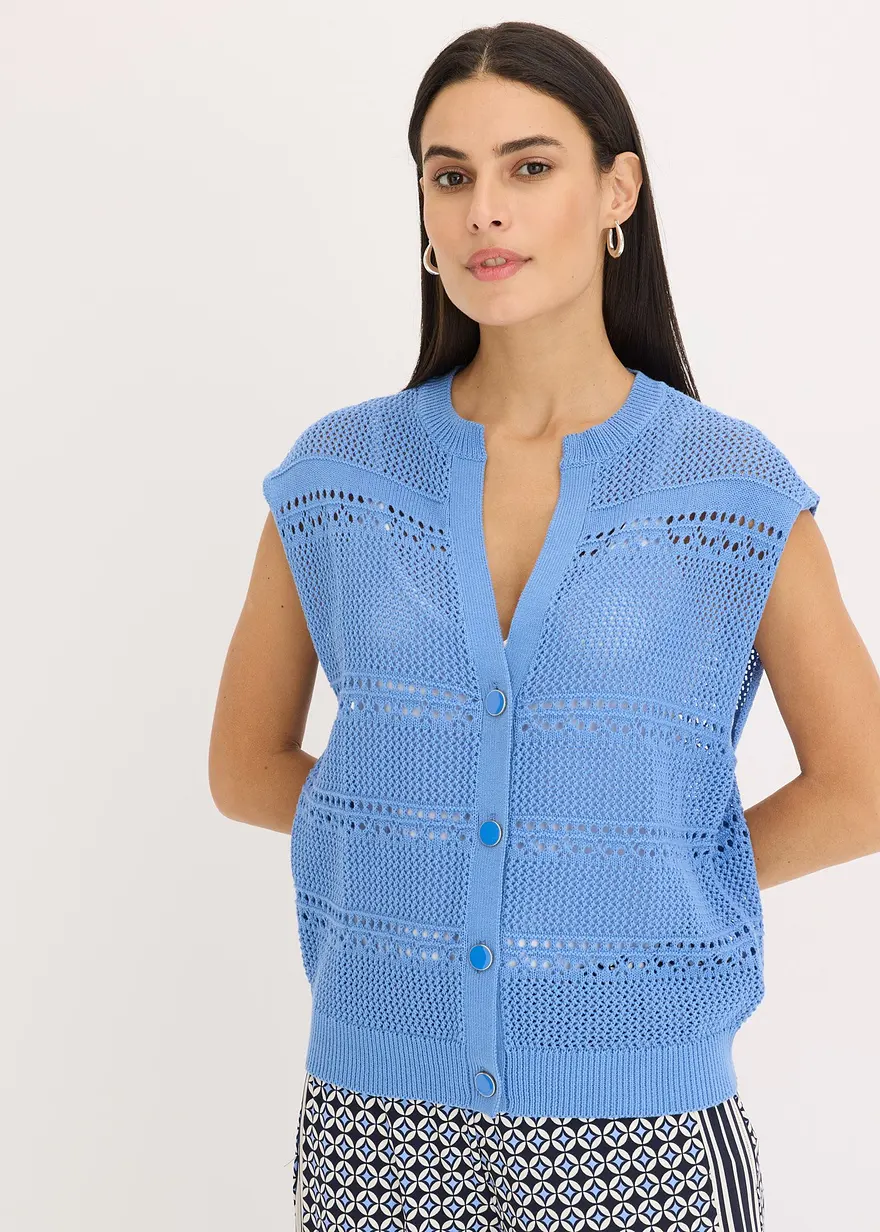 Ajour-Strickjacke, kurzarm