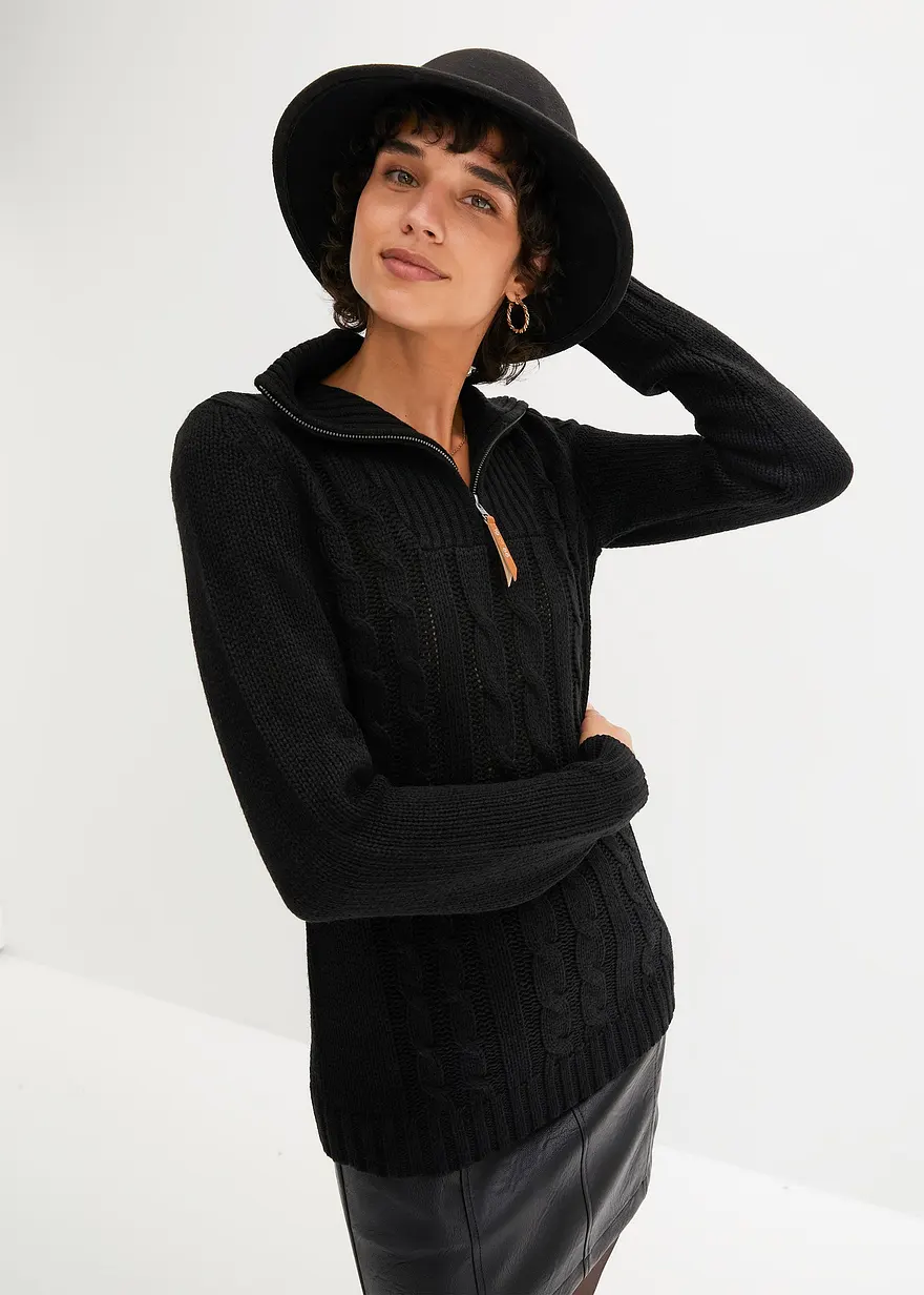 Troyer Pullover mit Zopfmuster