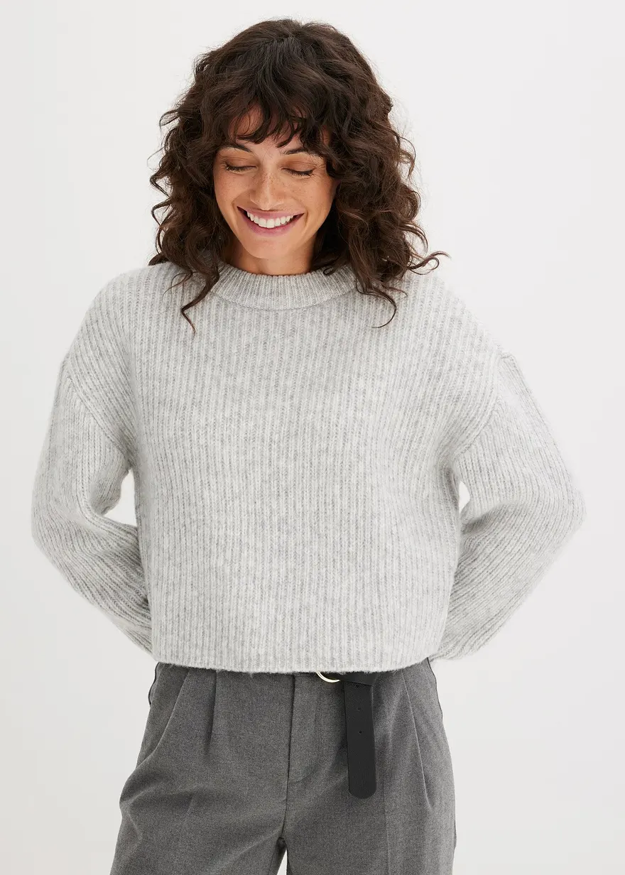Grobstrick-Pullover aus weichem Woll-Mix