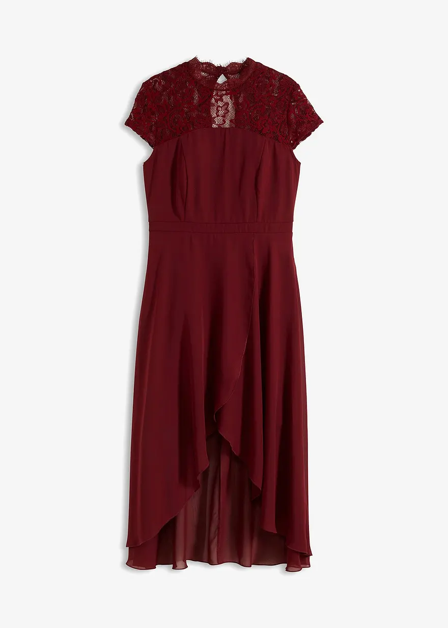 Vokuhila-Kleid mit Spitzen-Einsatz