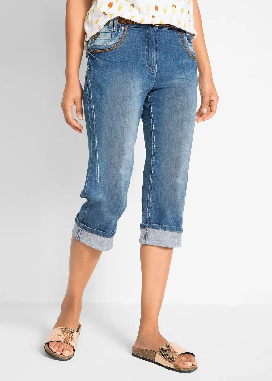 Capri Slim Fit Jeans, Mid Waist