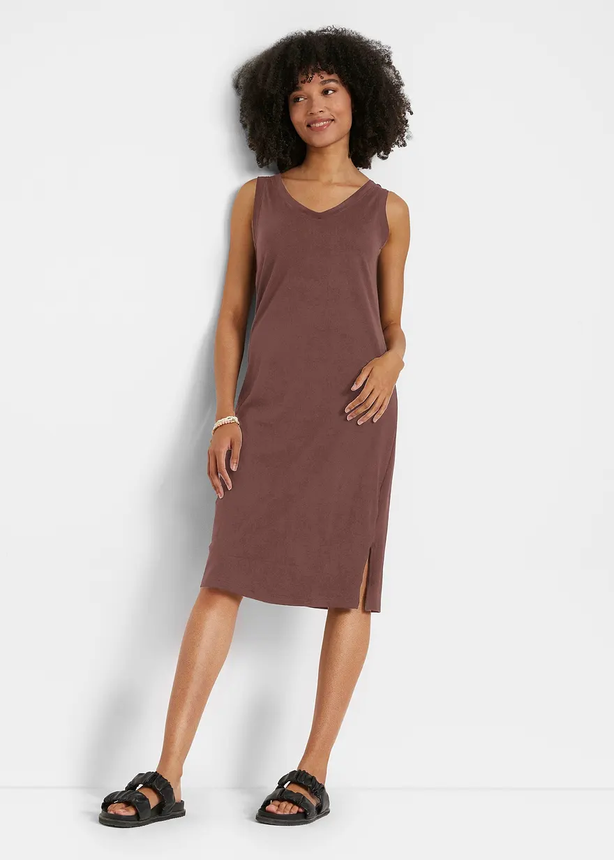 Jerseykleid mit Schlitz aus reiner Bio-Baumwolle