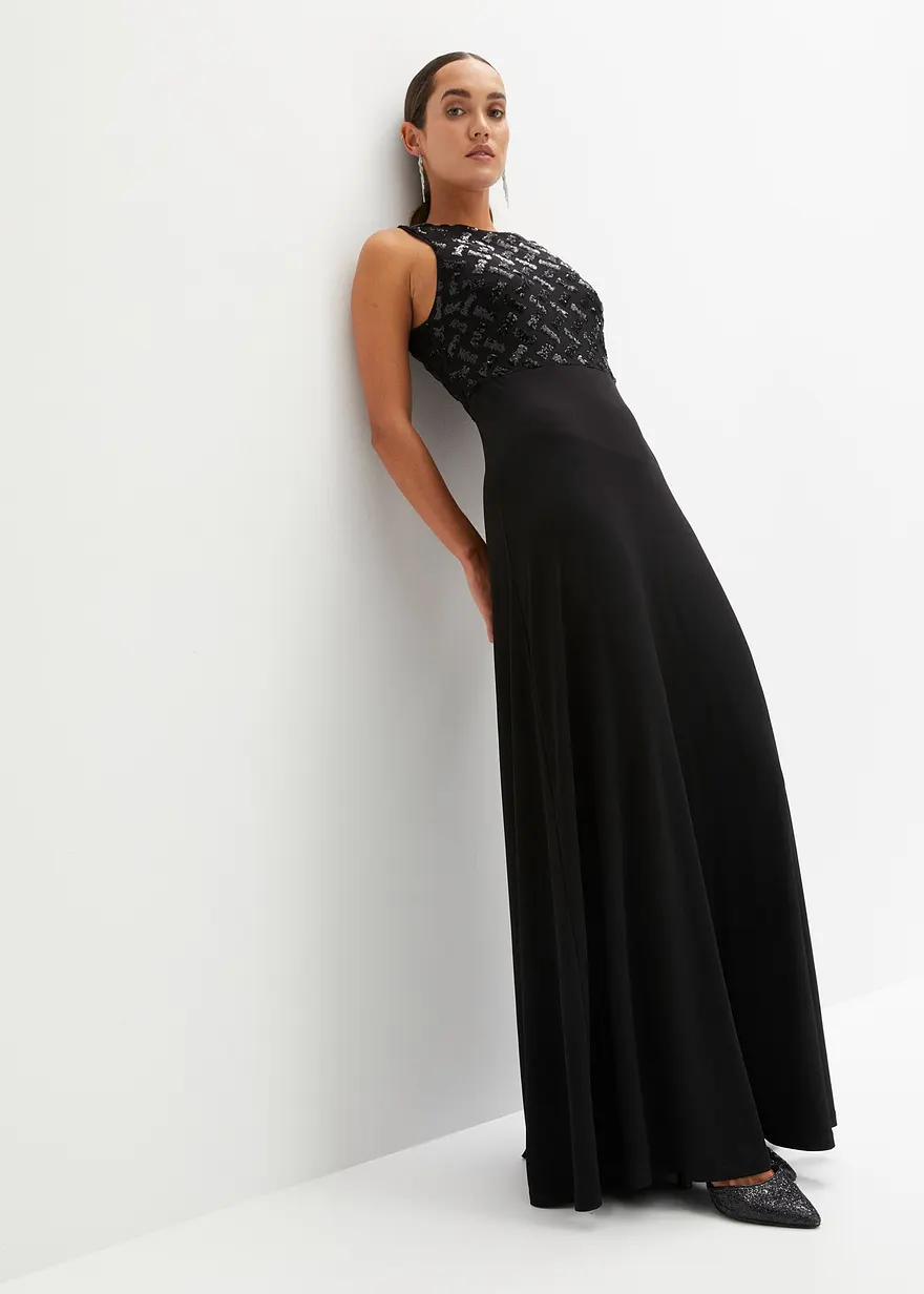 Maxikleid mit Paillettenstickerei
