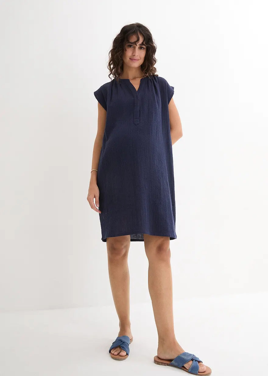 2-in-1 Umstands- und Stillkleid aus Baumwollmusselin