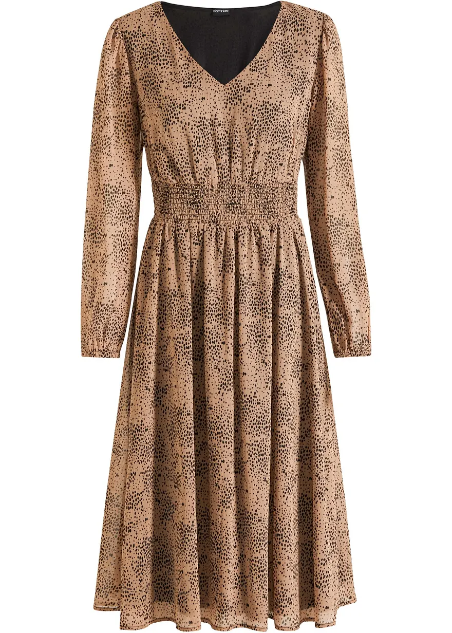 Chiffonkleid mit Smockeinsatz