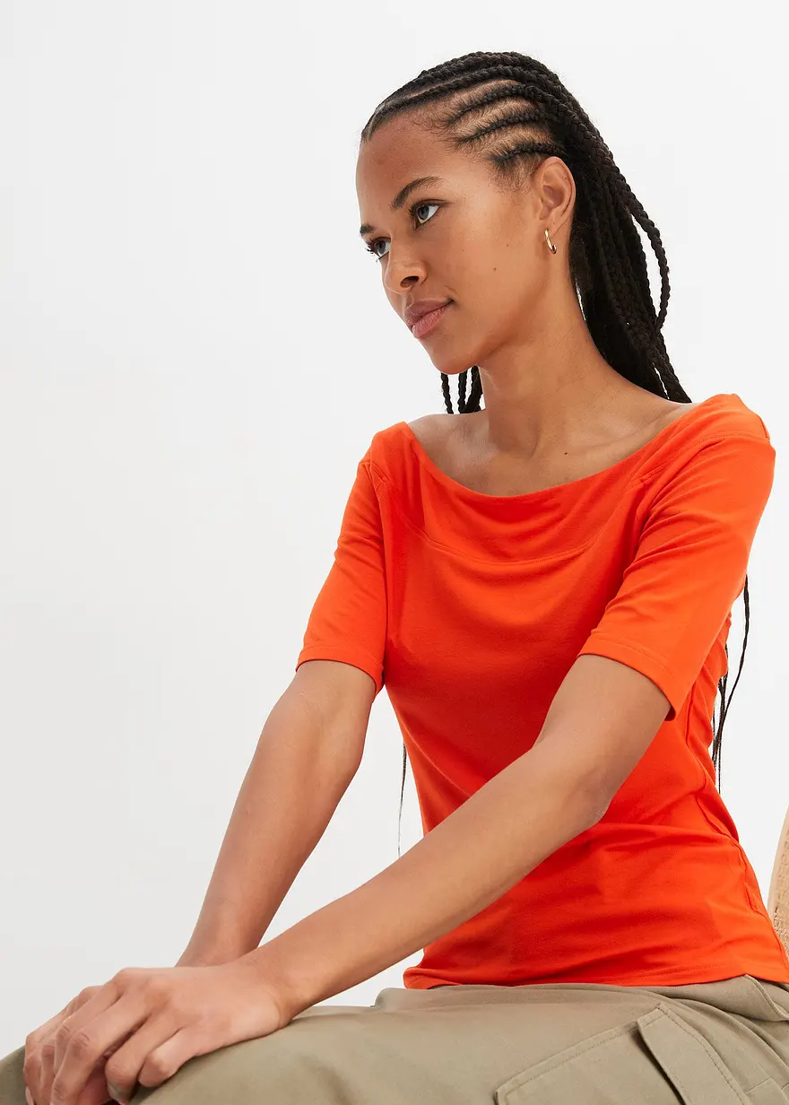 Carmenshirt in Viskose-Mix