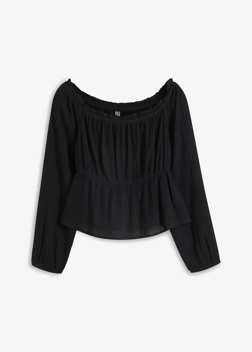 Carmenbluse aus Crinkle Viskose
