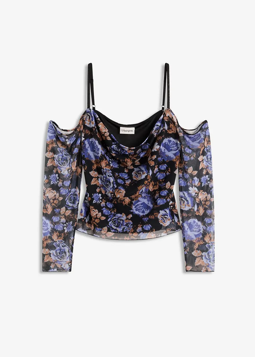 Cold-Shoulder-Shirt aus leichtem Mesh