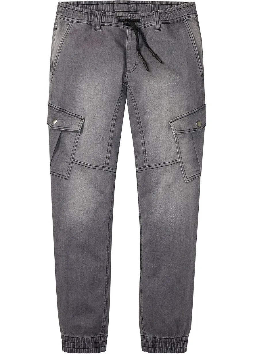 Regular Fit Sweat-Jeans mit Cargotaschen, Straight