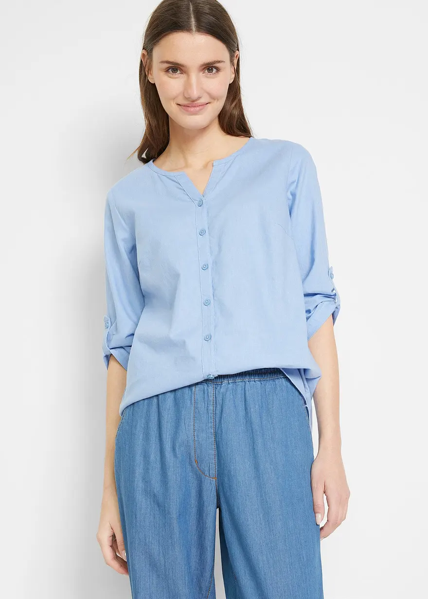 Bluse mit Leinen, 3/4 Arm