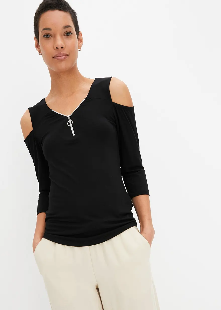 Cold-Shoulder-Shirt aus fließender Viskose