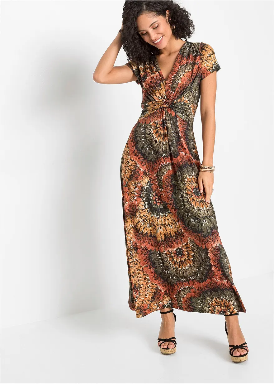 Bedrucktes Jersey-Maxikleid