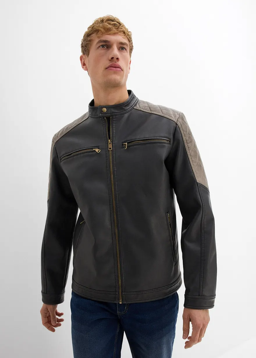 Lederimitat-Jacke im Bikerstil